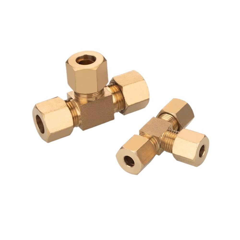 3,175-15,88 mm 1/8 3/16 1/4 5/16 3/8 1/2 5/8" Raccordo a T in ottone per tubo da 3 vie con compressione, 12,7 mm 1l2 I