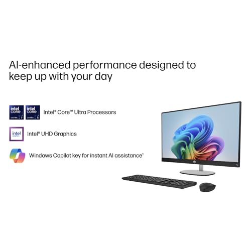 Image of HP 27 AI PC All-in-One 27 inch Touchscreen IPS FHD Display (Intel Ultra 7-255U, 64GB DDR5, 2TB PCIe SSD, Intel Graphics, WiFi 6, Webcam, Bluetooth 5.4, Win 11 Pro) w /Premium Backpack