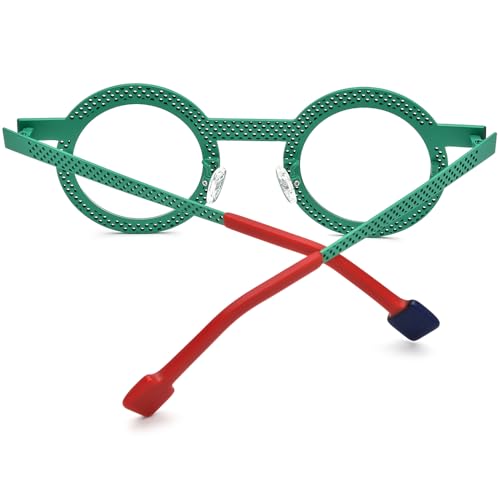 Image of FONEX Colorful Pure Titanium Glasses Frame Women Retro Round Eyeglasses