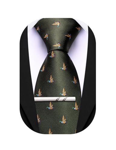 Image of Barry.Wang Silk Ties for Men Fun Necktie and Tie Clip Set for Wedding Party Business Formal Extra Long