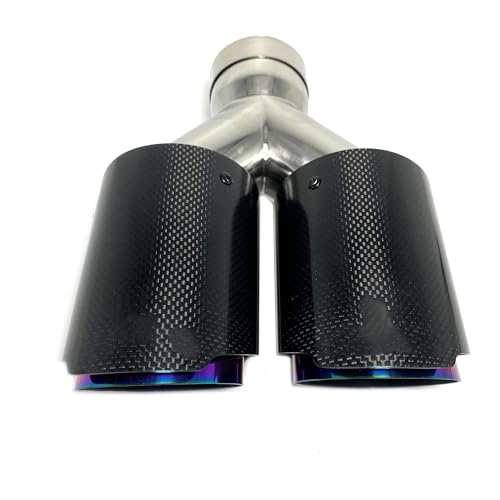 Escape de coche en fibra de carbono brillante dorada y acero inoxidable de doble punta