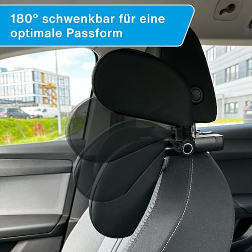 3. Bild von cartrend Komfort-Kopfstütze für Autositz, abnehmbare Nackenstütze, klappbar, 180° schwenkbar, verstellbar von 14-28cm, weiche und Bequeme Polsterung, schwarz
