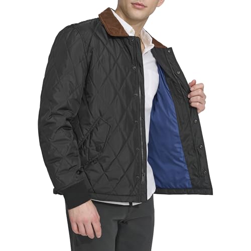 Image of DOCKERS Men's Diamond Quilted Jacket With Corduroy Collar