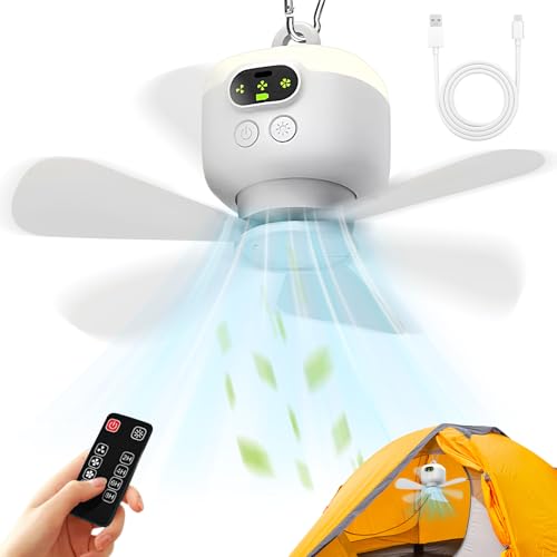 Ventilateur de camping avec lumière 4 vitesses à télécommande pour extérieur - 8