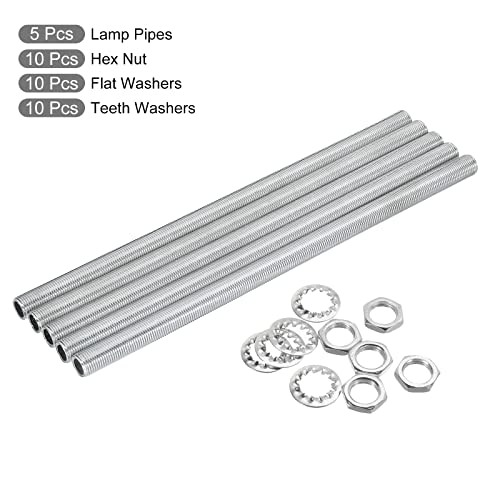 Image of MECCANIXITY 7.9 inch Lamp Pipe Kit with Lock Nuts Washers 1 /8IP Thread Fasteners Assortment for Chandelier Ceiling Light Repair Assembly DIY Hardware, Pack of 35