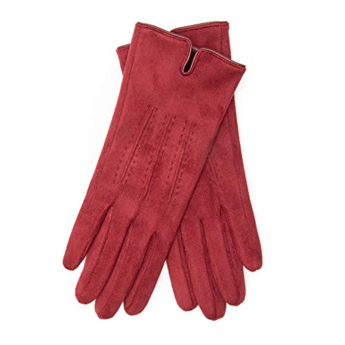 Guantes de señora veganos con aspecto velour y forro polar elástico suave