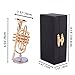 Dselvgvu Miniature Cornet with Stand and Case Brass Mini Musical Instrument Cornet Replica Collectible Figurines Model Music Birthday Gifts Home Decoration Display Ornament (3.54