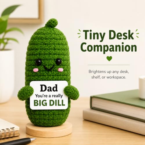 Image of Dad Birthday Gift from Daughter or Son, Handmade Crochet Pickle Gifts for Dads, I Love You Daddy Desk Decor, Funny Best Dad Gift for Stepdad Grandpa Father Figure