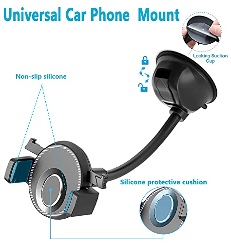 Supporto Cellulare Auto Porta Cellulare da Auto, 3 in 1 Porta Cellulare da Auto Braccio lungo Rotazione a 360° Porta Cellulare da Auto regolabile per tutti gli smartphone iPhone 12 Samsung s21 Huawei