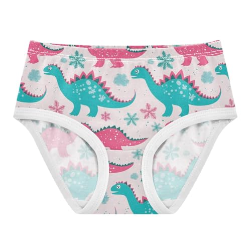 Wusikd Pink Teal Dinosaurs Girls' Underwear Cotton Snowflakes Girls Briefs Soft Toddler Underwear 2T