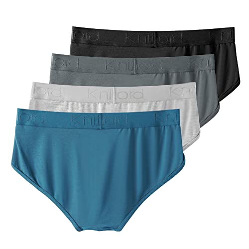Knitlord Men's Underwear Bamboo Soft Breathable Briefs Mid/Low Rise No Fly Underpants 4 Pack (M) #TOP1