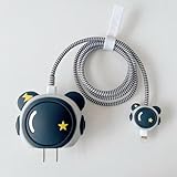 SKYCELL Charger Case Cover with Full Cable Protector 3D Cute Pattern Compatible for iPhone Charger Only 18W & 20W iPhone 16,iPhone 13,iPhone 15,iPhone 14 (Black Astronaut)