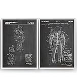  Space Suit Poster de Patente - Conjunto de 2 Impresiones - NASA Patent Print Póster Con Diseños Patentes Decoración de Hogar Inventos Carteles - Marco No Incluido
