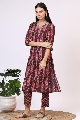 Image of W for Woman Orange Abstract Printed Tiered Spaghetti Kurta and Leggings Set with Dupatta