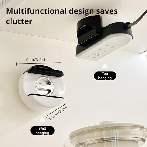 Soporte para regleta de enchufes con ventosa sin taladro, soporte de pared para regleta, bandeja sin taladro, soporte para cable de extensión montado en pared | Almacenamiento seguro para cocina, dormitorio, sala, oficina (Amarillo) miniatura 2