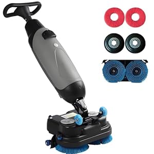 Professionelle Scheuersaugmaschine, tragbare gewerbliche Scheuersaugmaschine, mit 360° rotierenden Doppelbürsten, 240 U/min, Saugbreite 450 mm, 360° schwenkbarem Kopf, für gewerbliche Räume Grey