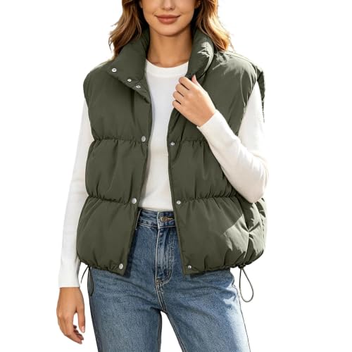 PXLKNZH Puffer Vest for Women Sleeveless Stand Collar Snap Gilet - image 1