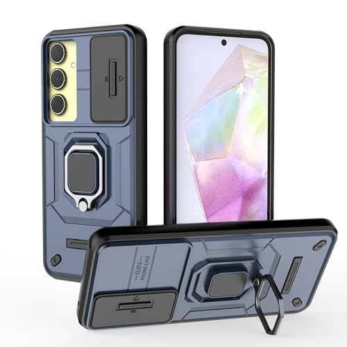 Image of Thermoplastic Polyurethane Camshield Pro Case With Slide Camera Protection And Ring Stand Bumper Back Case Cover For Samsung Galaxy A35 5G (Blue)