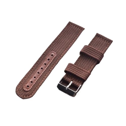 [KKTHRFFKK] Nylon+leather Watch Band 18mm 20mm 22mm 24mm Strap Replacement Fabric Bracelet Wrist BandSport Accessories(Coffee,24