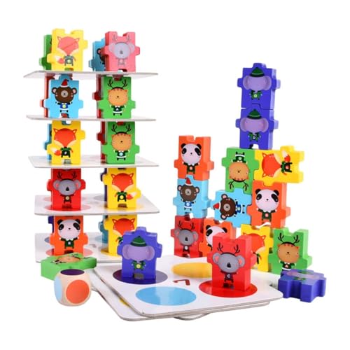 MotiveTech Enfants Blocs d'Équilibre Animaux Jeu d'Empilement Jouet Éducatif d'Équilibre de Table pour Coopération et en Famille Adapté aux Activités Familiales Classe Parent-Enfant