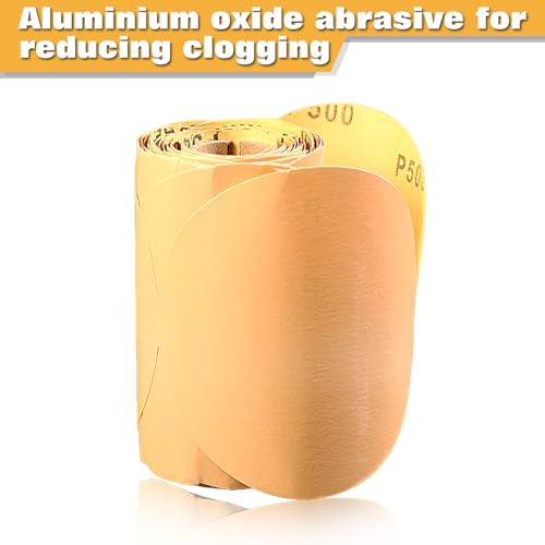 Image of SPEEDWOX 100 Pcs 500 Grit Sandpaper Roll 5 inch Round Sanding Discs Adhesive Back PSA Sticky Back No Hole Stick and Sand Sandpaper for Wood, Auto Body Repair, Marine, Paint, Metal and Plastics