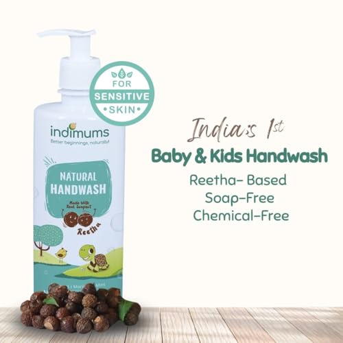 Image of Indimums Natural Baby & Kids Handwash Refill Pack 1 Litre | Reetha-Powered, Not SLS | Cleans & Moisturises | Anti-Bacterial & pH Balanced | Chemical-Free