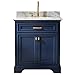 Design Element ML-30-BLU Milano 30" Single Bathroom Vanity Set in Blue with Carrara Marble and Sink