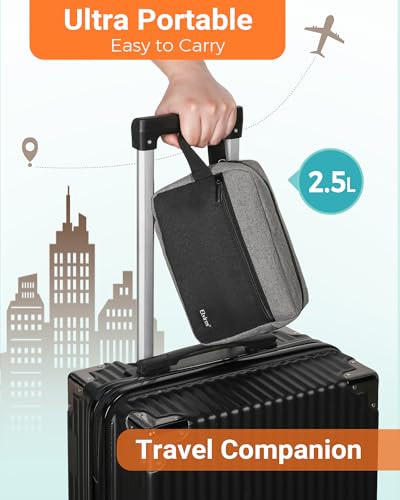 Elviros Trousse de Toilette Voyage Légère Tissu Oxford 300D, Noir&Gris – vue 6