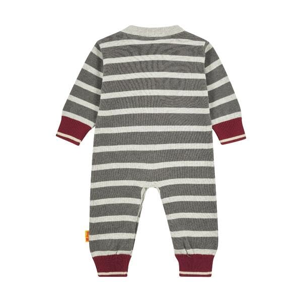 Steiff Strampler langarm EU Größe 74 steel gray melange, Baby-Strampler, langarm Strampelanzug für Babys, Body langärmelig Einteiler, weicher und bequemer Wickel-Strampler, waschmaschinenfest