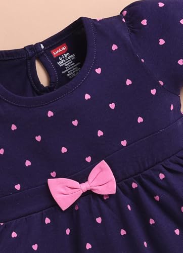 Image of LuvLap Baby Girls Regular Fit 100% Cotton Half Sleeve Girls Knee Length Frock Pack of 3
