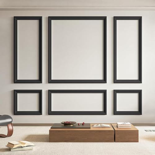 Image of Art3d Pre-Cut Wall Molding Set of 6 pcs, 3 Top 3 Bottom, Black
