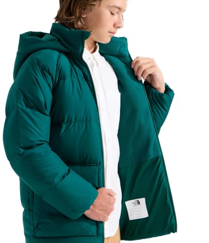 Image of The North Face Teen North Down Fleece-Lined Short Parka | 600 Fill Waterfowl Down, Water Repellent, Insulated Hood, & Pockets, Pacific Teal, X-Large