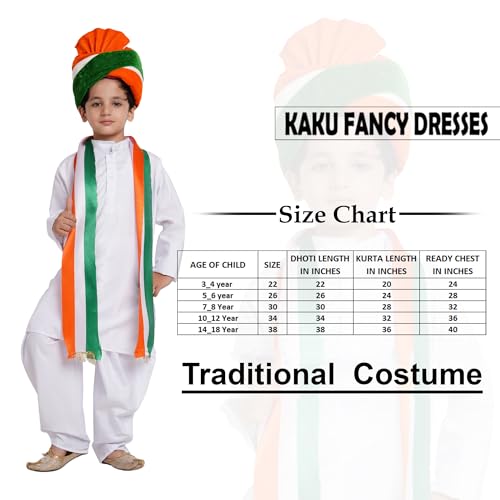 Image of Kaku Fancy Dresses White Dhoti Kurta & Safa Stole For Kids, Kurta Set For Boys & Girls, White