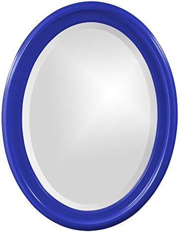 Howard Elliott George Oval Glossy Royal Blue Wall Mirror, Oval Bevelled Hanging Wood Framed Vanity Mirrors for Home Decor, Living Room, Bathroom, Bedroom, or Hallway, 25 x 33 Inch