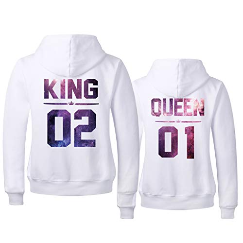 Tabiekacl King Queen Hoodie Pärchen Hoodie Set Partnerlook Pärchen Pullover Set Paar Pullover Schwarz Baumwolle 1 Stück Cover