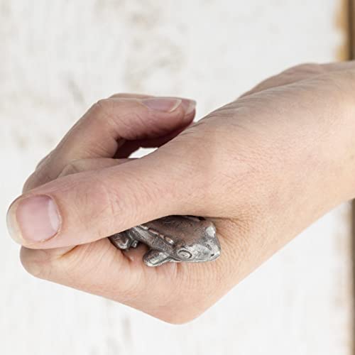 DANFORTH – Bullfrog Palm Stone, Good Luck Pocket Charm, Smooth Metal Fidget and Focus Stone, Handcast Pewter, Made in USA, 1 ⅝” Long by 1” Wide3