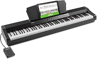 Alesis Recital Grand Pianino cyfrowe z 88 pełnowymiarowymi klawiszami ważonymi ze stopniowanym mechanizmem młotkowym, 16 brzmieniami i głośnikami