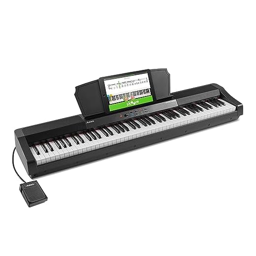 Alesis Recital Grand – Pianoforte digitale 88 tasti pesati di tipo Graded Hammer, 16 suoni di pianoforte e altoparlanti integrati
