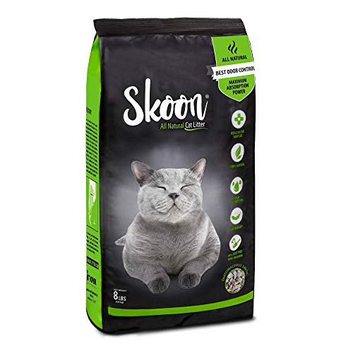 Skoon All-Natural Cat Litter, 8 lbs - Light-Weight, Non-Clumping, Low Maintenance, Eco-Friendly - Absorbs, Locks and Seals Liquids for Best Odor Control.