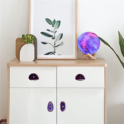 Poignées de commode décorative en agate bleue et dorure de prestige