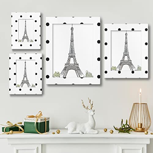 Polka Dot 4X6 Picture Frame Made Of Wood, Black Fits 4X6 Or 3.5X5 Photo Frames With Shatter Resistant Acrylic For Wall Or Tabletop Display #TOP1