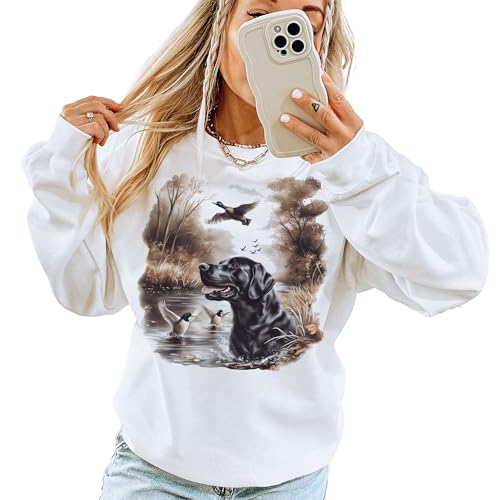Vintage Black Lab Hunting Dog Mallard Ducks Wilderness Scene Sweatshirt - 90s Vintage Duck Pond Sweatshirt - Scenic Cozy Fall Autumn Nature Sweater - Unisex Graphic Crewneck Sweatshirt2