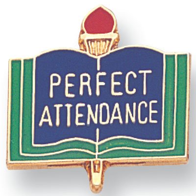SHOP AWARDS AND GIFTS Perfect Attendance Enamel Lapel Pins for Student Appreciation Reward School Teacher Supplies, Bulk Pack of 12, Poly Bagged, 1 Inch