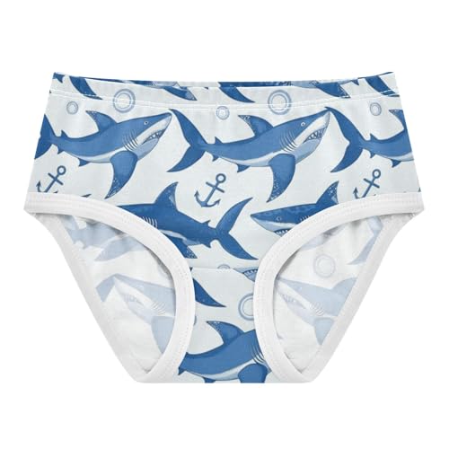 Wusikd Blue Shark Girls' Underwear Cotton White Anchor Girls Briefs Soft Toddler Underwear 2T