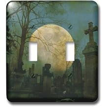 3dRose LLC lsp_44703_2 Full Moon in Cemetery Spooky Art Halloween Double Toggle Switch