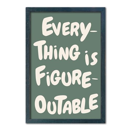 YWJKWLGS Everything is Figureoutable Wall Art, 11x16 Inch Black Wood