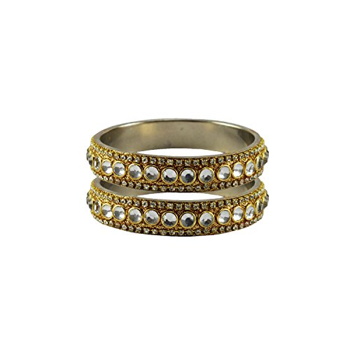 Image of Traditional Golden Stone Stud Brass Bangle -(banx5589) For Women And Girls