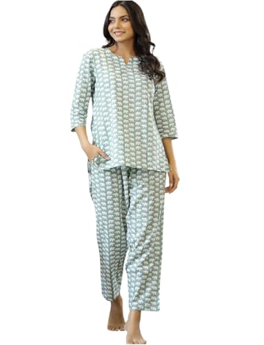 Image of Women's Printed Night Suit Set Pajama with Top Lightweight Soft & Comfy Sleepwear for Girls & Women