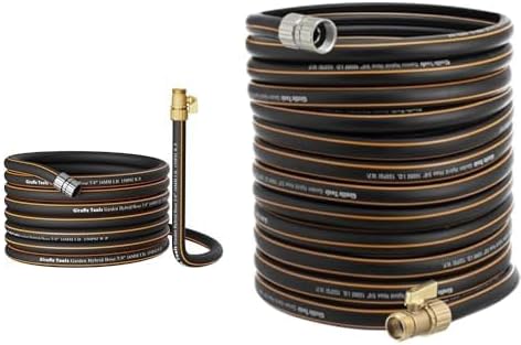 Giraffe Tools Hybrid Garden Hose 5/8" x 50ft and Hybrid Garden Hose 5/8" x 75ft,Male and Female Fittings with Shut off Valve, Flexible, Heavy Duty, Leakproof, Lightweight Water Hose