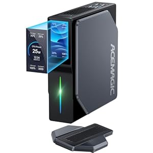 ACEMAGIC S1 Mini PC,12th Gen Alder Lake-N95(up to 3.4GHz,20W TDP) Mini Desktop Computer with DIY LCD Screen,16GB DDR4 512GB SSD Micro PC,Dual Nic/WiFi5/BT4.2/4KHD/USB3.0 for Home Office